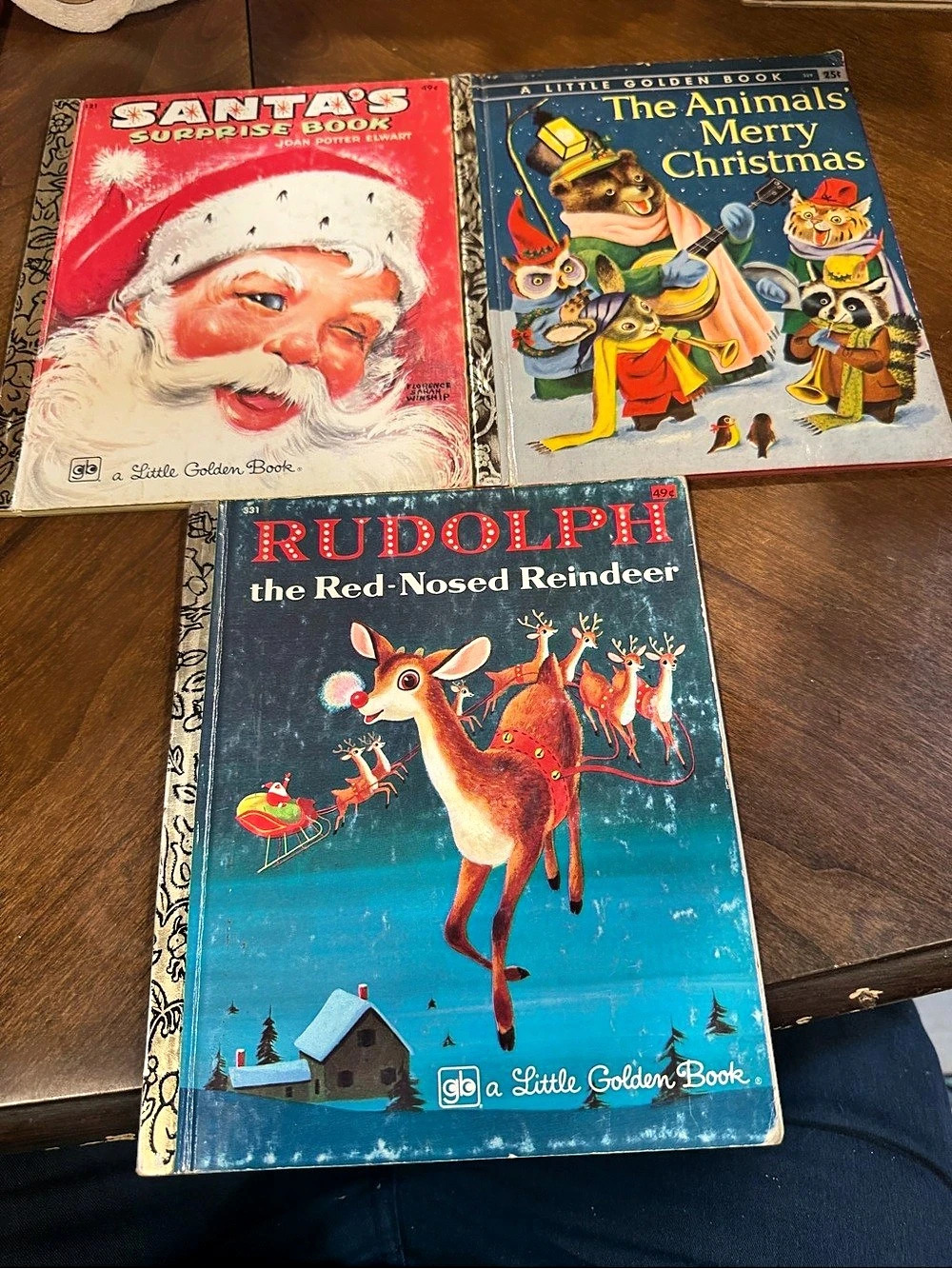 Little Golden Books Vintage Christmas Books Set of 3 Red Blue